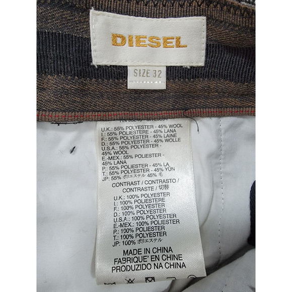 Diesel Ankle Pants Mens 32 Wool Blend Houndstooth Button Cuff Gray - Picture 9 of 10